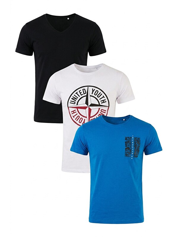 Buratti Pamuklu Baskılı 3'lü Paket T Shirt 541S3