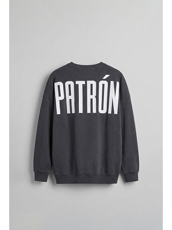 Abluka Online Erkek Oversize Baskılı Premium Sweatshirt Antrasit
