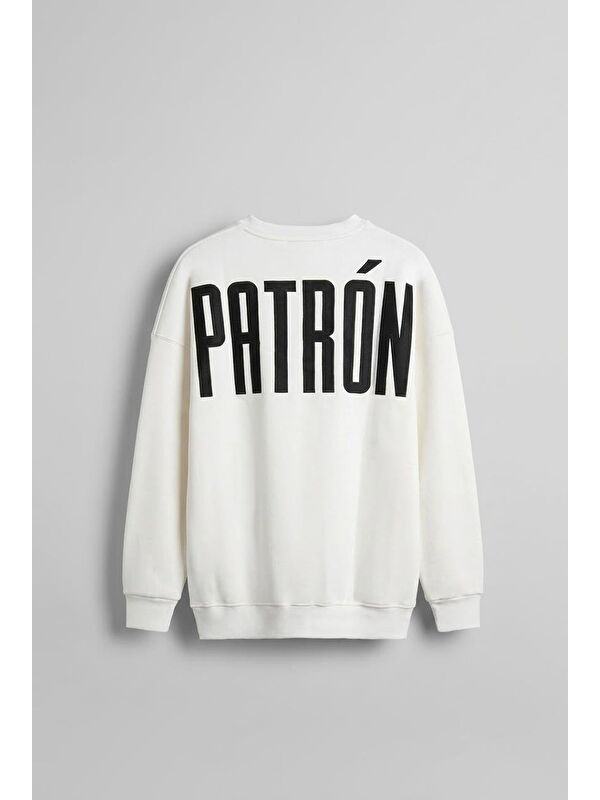 Abluka Online Erkek Oversize Baskılı Premium Sweatshirt Ekru