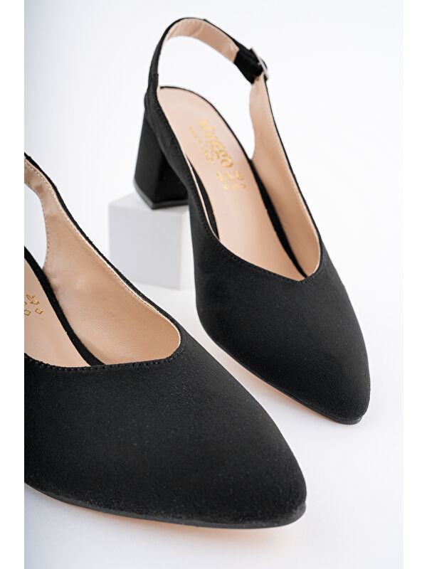 GZHW711 Kadın Arkası Açık Klasik Günlük Tarz Şık ve Rahat Topuklu Ayakkabı - Görsel 6