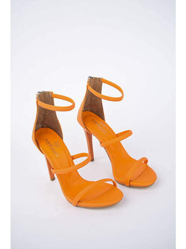 Nikita Kadın Arkası Fermuarlı Saten Tarz Şık ve Rahat İnce Topuklu Ayakkabı - Görsel 3