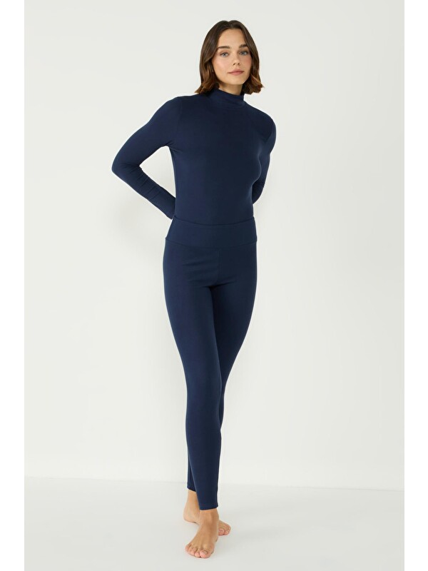 C&City Kadın Yakalı Çıtçıtlı Termal Body 405155 / 409004 Lacivert
