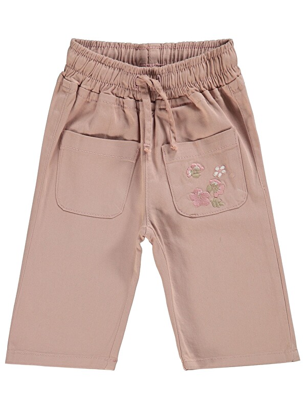 Civil Baby Çiçek Nakışlı İspanyol Paça 6-18 Ay Pantolon - Pudra9-12 Ay