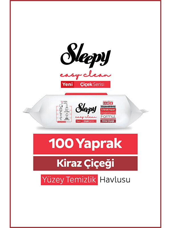 Sleepy Easy Clean Kiraz Çiçeği Yüzey Temizlik Havlusu Mendili 100 Yaprak