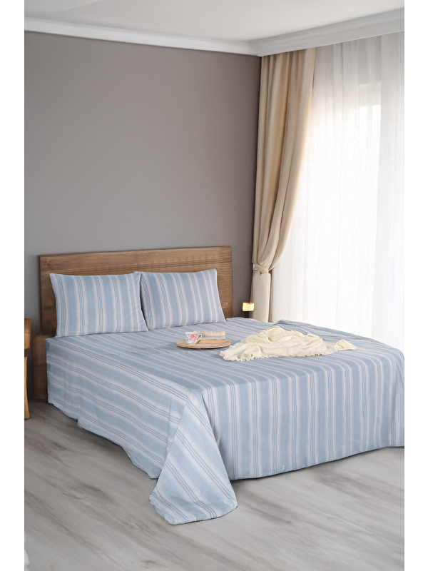 UPSTYLE Sport Çizgili Çarşaf + Yastık Kılıfı Seti Tek Kişilik Soft Line Gri