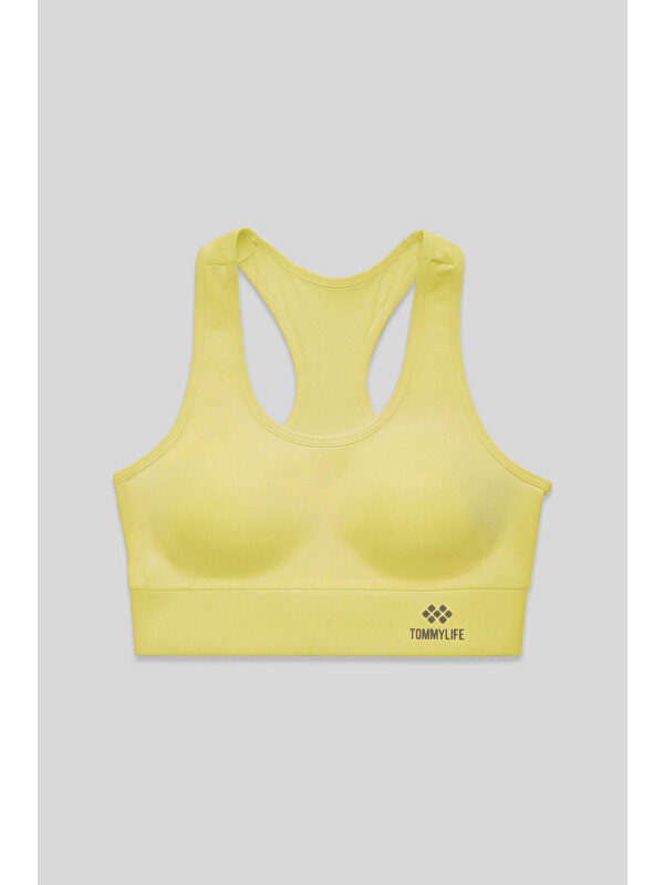 Tommylife Limon Sırt Detaylı Dar Kalıp U Yaka Kadın Spor Büstiyer - 97120