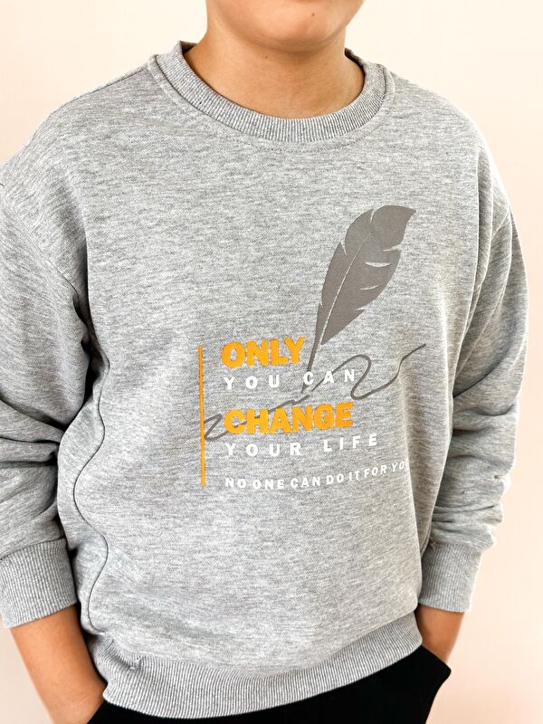 Miababy Sıfır Yaka Baskılı Sweat