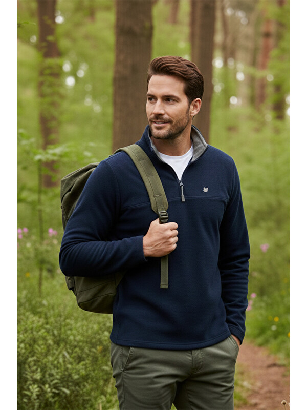 Buratti Slim Fit Anti-Pilling Bato Yaka Kışlık Şardonlu Erkek Polar Sweatshirt 5906001