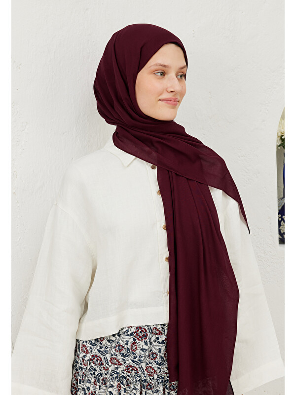 Fresh Scarfs Rami Viskon Şal Koyu Bordo