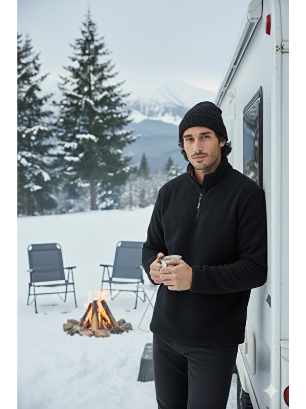 Buratti Regular Fit Anti-Pilling Tüylenme Yapmayan Bato Yaka Kışlık Şardonlu Erkek Polar 5906001