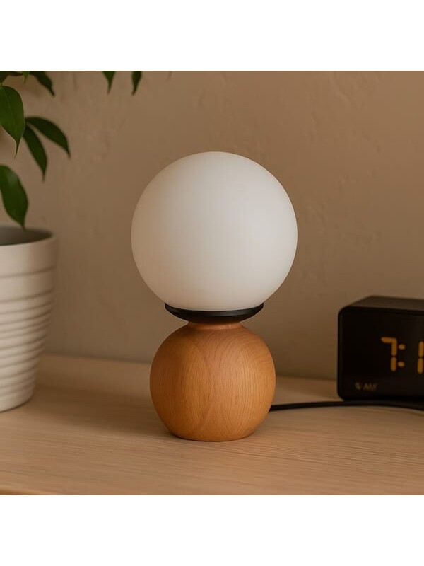 Evidea Lighting Opal Cam Top Abajur - Natürel / Beyaz - 26x15x15 cm