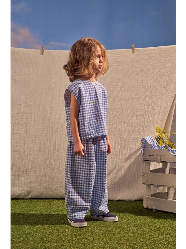 Oh La La Koala For Little Ones Mavi Daisy Picnic Serisi Balon Pantolonlu İkili Takim