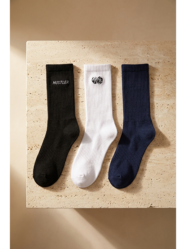 Katia And Bony Unisex 3'Lü Zar Nakışlı Soket Çorap