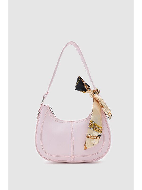 Shulebags Caldera Fular Detaylı Baget Çanta Pudra Pembe