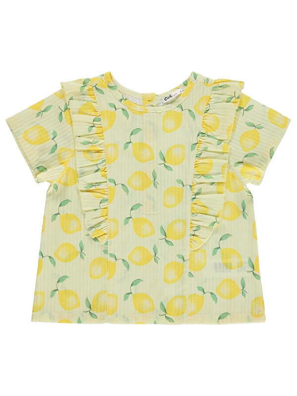 Civil Girls Limon Desenli 6-9 Yaş Gömlek - Sarı