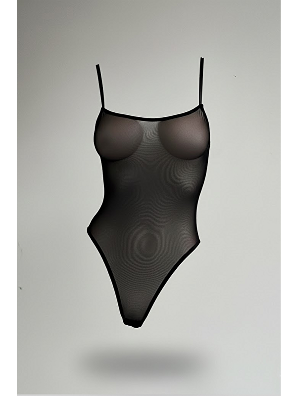 C&City Tül Bodysuit Siyah