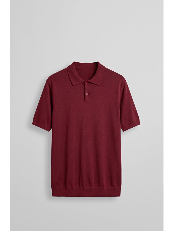 Abluka Online Erkek Regular Fit Örme Kumaş Basic Polo Yaka T-Shirt Kırmızı