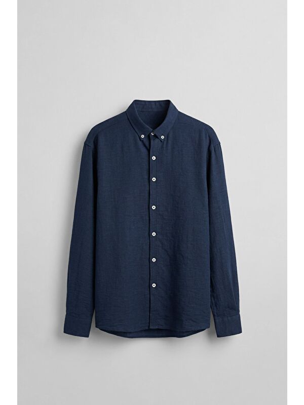 Abluka Online Erkek Oversize Basic Rahat Gömlek Lacivert
