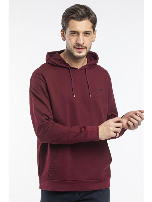 Süperlife Kapüşonlu Uzun Kollu Baskılı Dar Kalıp İnce Erkek Hoodie SPR 2019K61