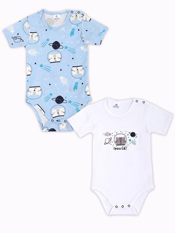 Luggi Baby Bisiklet Yaka Baskılı Erkek Bebek Çıtçıtlı Body 2'li