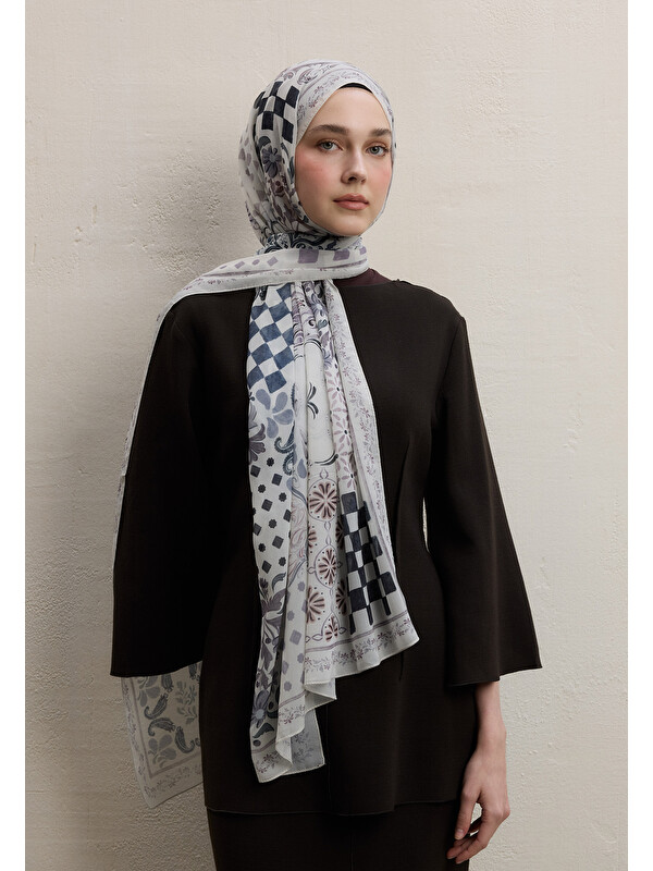 Fresh Scarfs Bella Desen İpek Krep Şal Taş