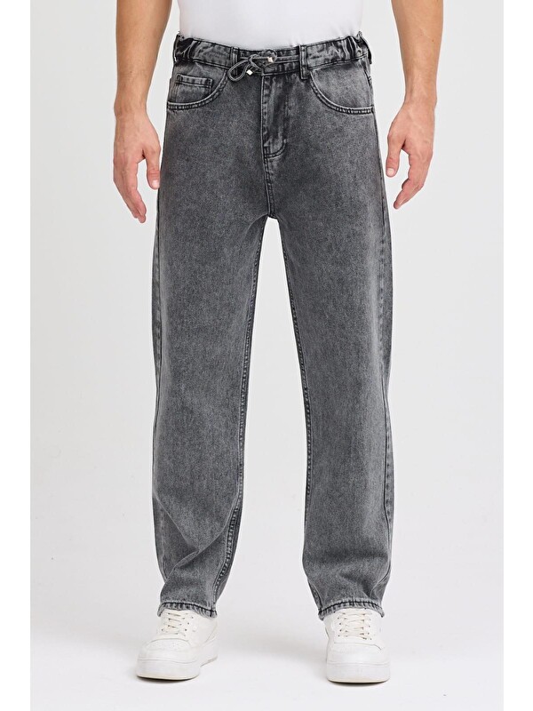 Oksit Reax 896 Beli Lastikli İpli Baggy Bol Kesim Jean Pantolon