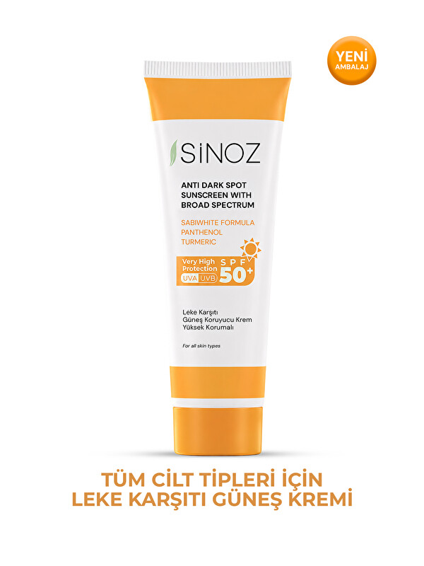 Sinoz Spf 50 Leke Karşıtı Yüksek Koruyucu Yüz Güneş Kremi 50 ml Normal Ve Kuru Ciltler İçin