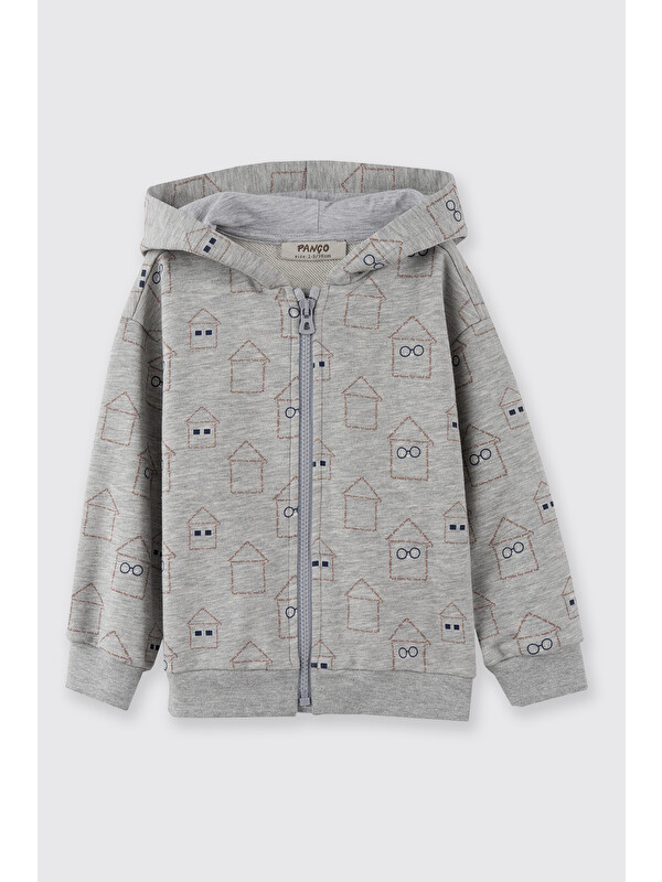 Panço Erkek Bebek Fermuarlı Gri-Melanj Sweatshirt