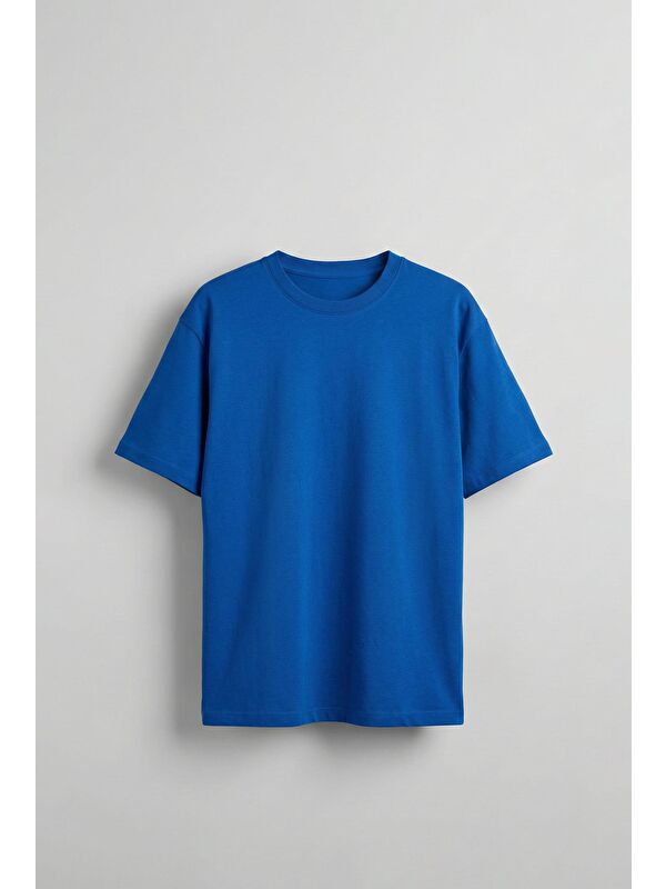 Abluka Online Erkek Oversize Basic T-Shirt Mavi
