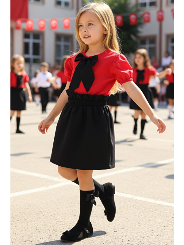 Parla Kids Kız Çocuk Rosalie Etek Bluz Fularlı Alt Üst Takım 23 Nisan Gösteri Kıyafeti