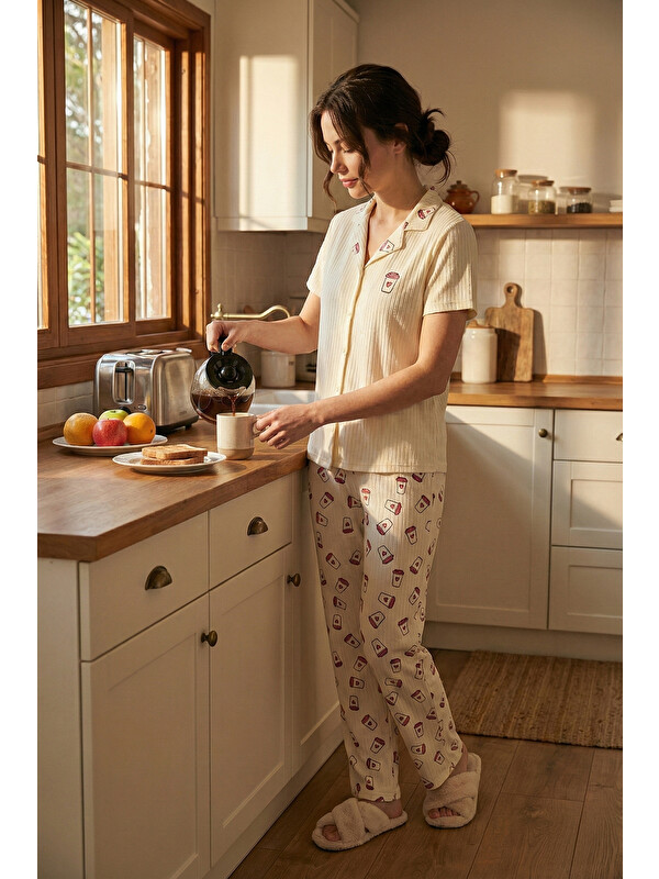 Lela Regular Fit Gömlek Yaka Kısa Kollu Pijama Takımı 65740102