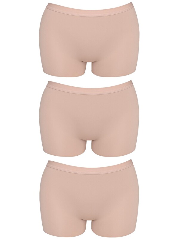 Cottonhill Basic Lazer Kesim Dikişsiz Kadın Boxer Külot Kahverengi 3'Lü Paket
