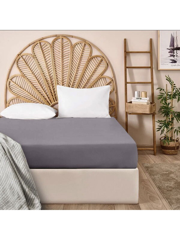Evidea Soft Basic Çift Kişilik Lastikli Çarşaf - Antrasit - 180x200 cm