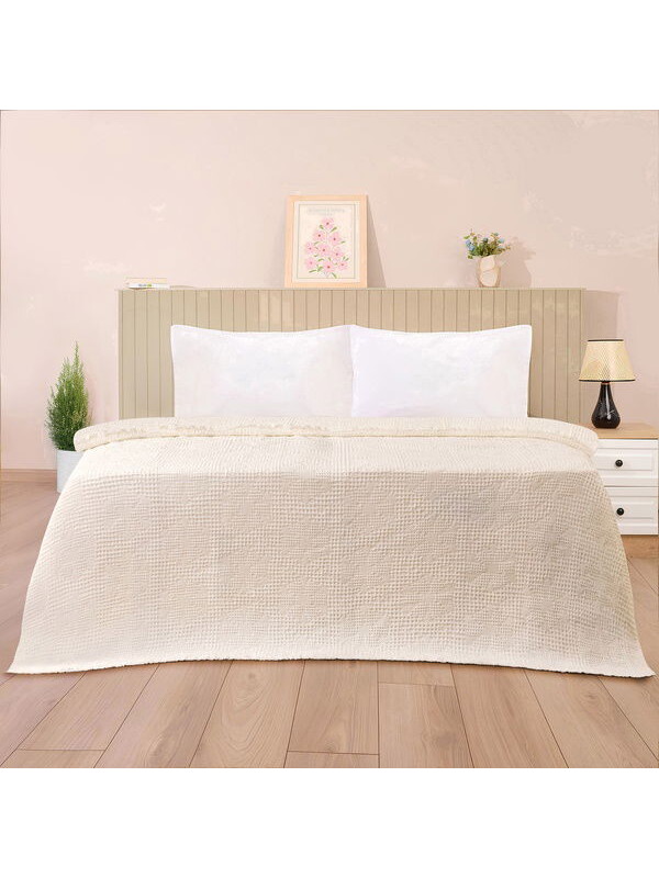 Evidea Soft Fleur Çift Kişilik Yatak Örtüsü - Beyaz - 210x240 cm