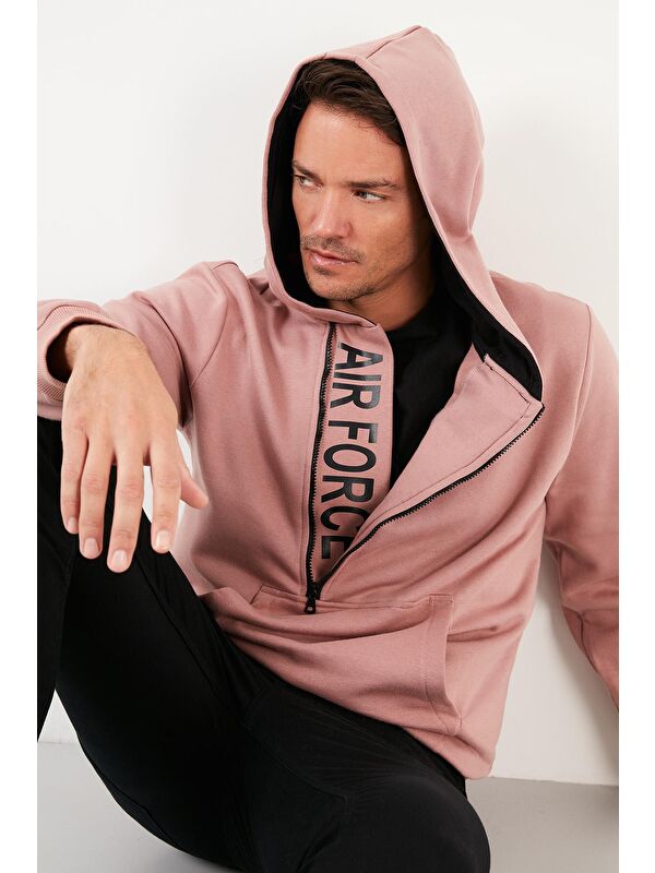 Buratti Kanguru Cepli Fermuarlı Kapüşon Yaka Slim Fit Kapüşonlu Sweatshirt 575707