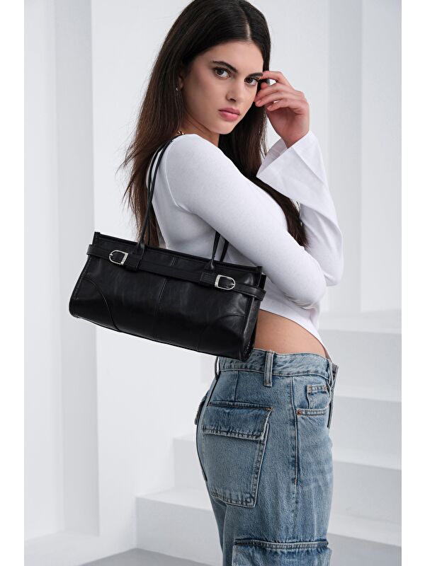 Shulebags Enyola Vintage Baget Çanta Siyah