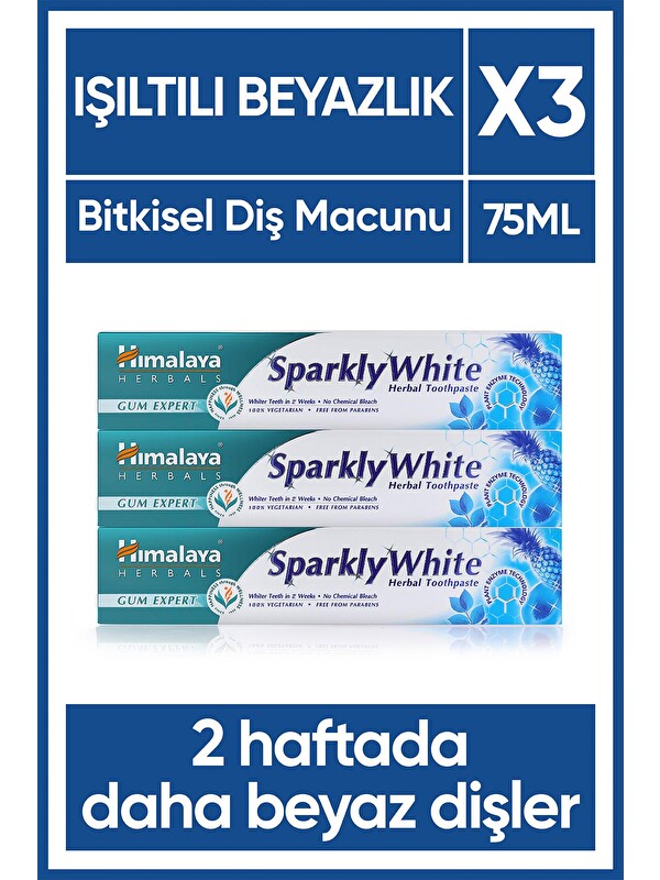 Himalaya Since 1930 Sparkly White Beyazlatıcı Diş Macunu, Bitkisel, Vejetaryen, Florürsüz, Parabensiz, 75 Ml 3 Adet