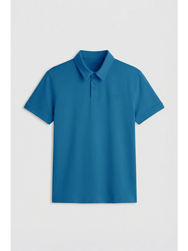 Tommylife Saks Basic Göğüs Logolu Standart Kalıp Triko Polo Yaka Erkek Tişört - 87768
