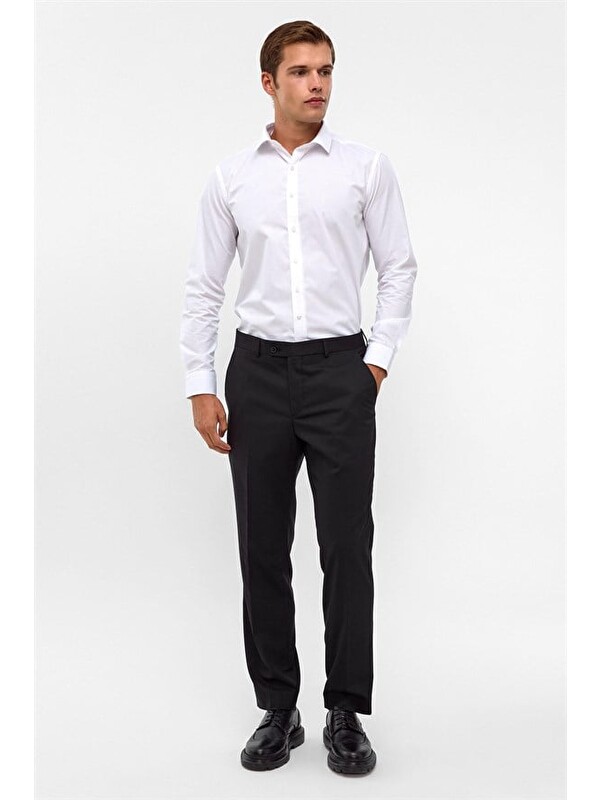 Süvari Siyah Regular Düz Klasik Pantolon