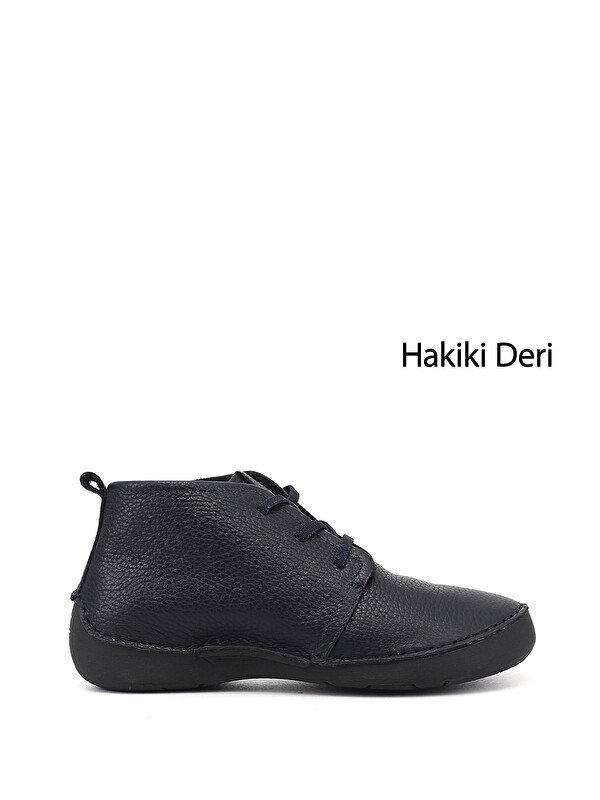 GÖNDERİ(R) Kadın LACİVERT Bağcıklı Hakiki Deri Comfort Bot