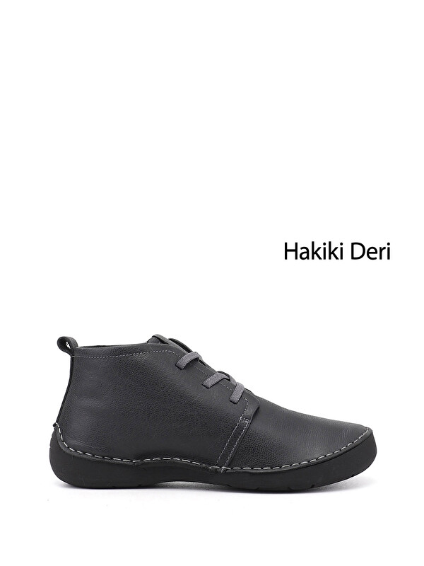 GÖNDERİ(R) Kadın ANTRASİT Bağcıklı Hakiki Deri Comfort Bot