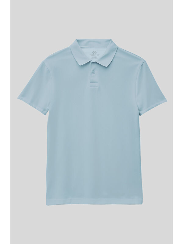 Tommylife Açık Mavi Polo Yaka Standart Fit Basic Unisex T-Shirt - 11330