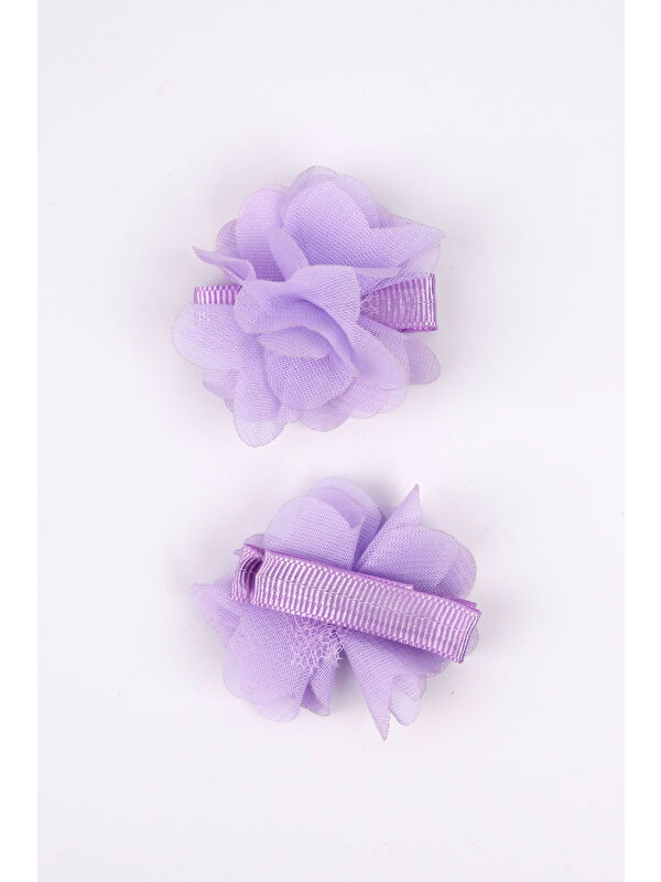 Le Mabelle Lila 2'li Tül Çiçek Kız Çocuk Klips Toka Set