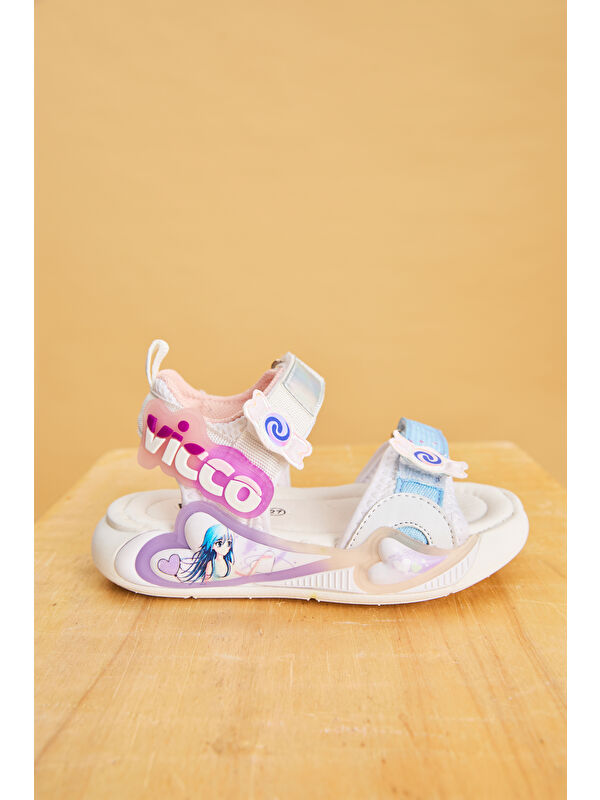 Arial Hafif Kız Bebek Beyaz Sandalet - Görsel 4