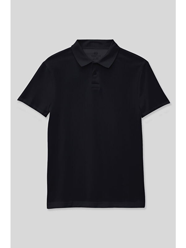 Tommylife Lacivert Polo Yaka Standart Fit Basic Unisex T-Shirt - 11330