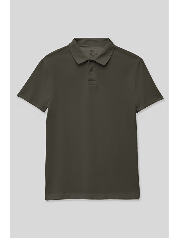 Tommylife Haki Polo Yaka Standart Fit Basic Unisex T-Shirt - 11330
