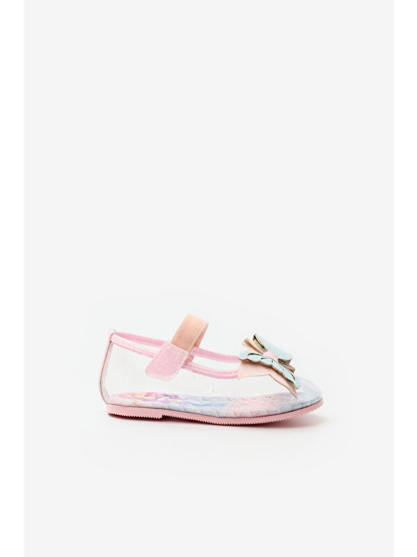 Pudra Deniz Kızı Fiyonklu Şeffaf Kız Çocuk Ayakkabı - Görsel 3