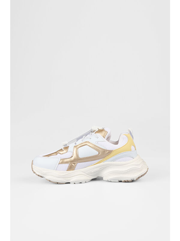 Coffee Basic Kız Çocuk Beyaz/Altın Spor Ayakkabı - Görsel 5