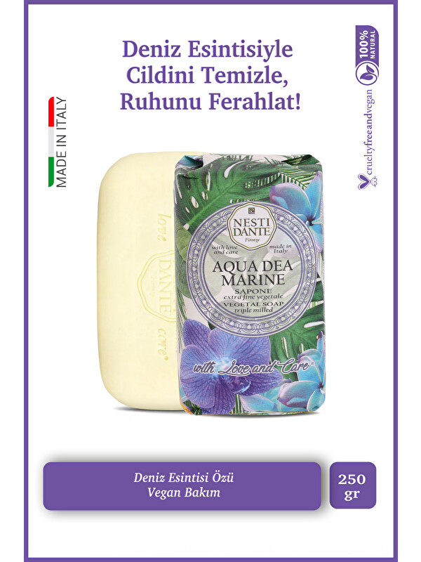 Nesti Dante With Love And Care Aqua Dea Marine Katı Sabun 250 gr | Deniz Esintisi | Nemlendirici | Banyo Sabunu