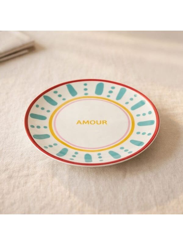 Evidea Kitchen Amour Servis Tabağı - Renkli - 25 cm
